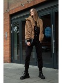 Geaca bomber blana cu gluga, caramel 018560 - Magazin online - Boutique